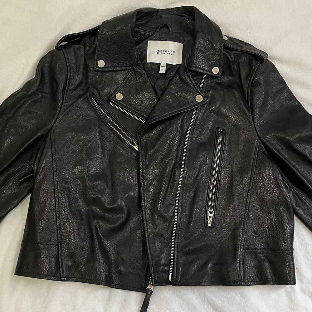 Barely Worn Derek Lam 10 Crosby Pebbled Leather Jacket, XL